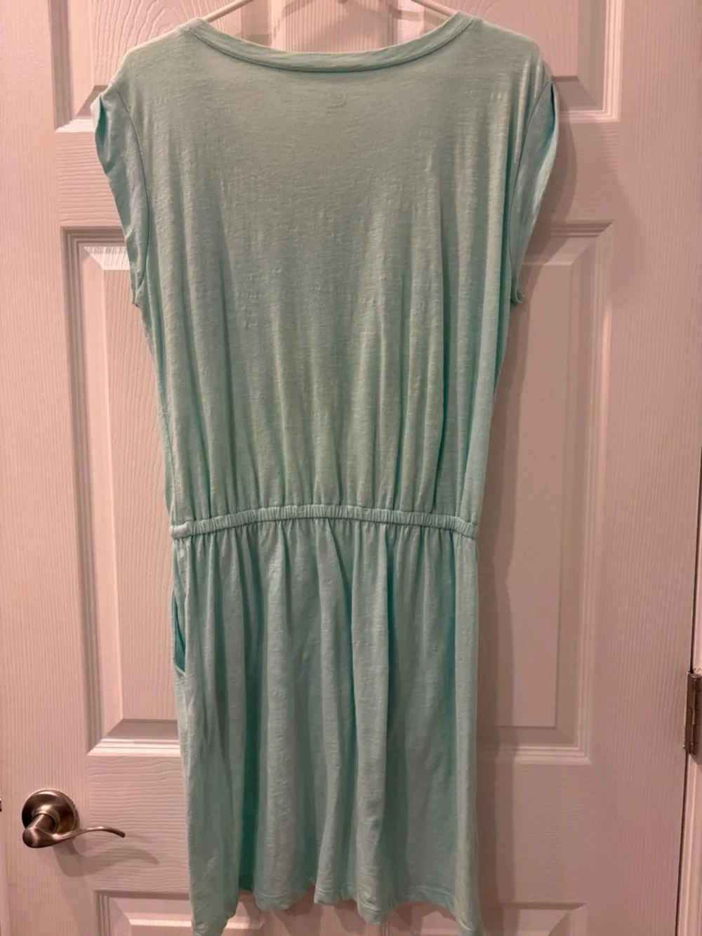 Loft Beach Light Aqua Drawstring Pocket Dress or Coverup Size Small - Picture 2 of 3